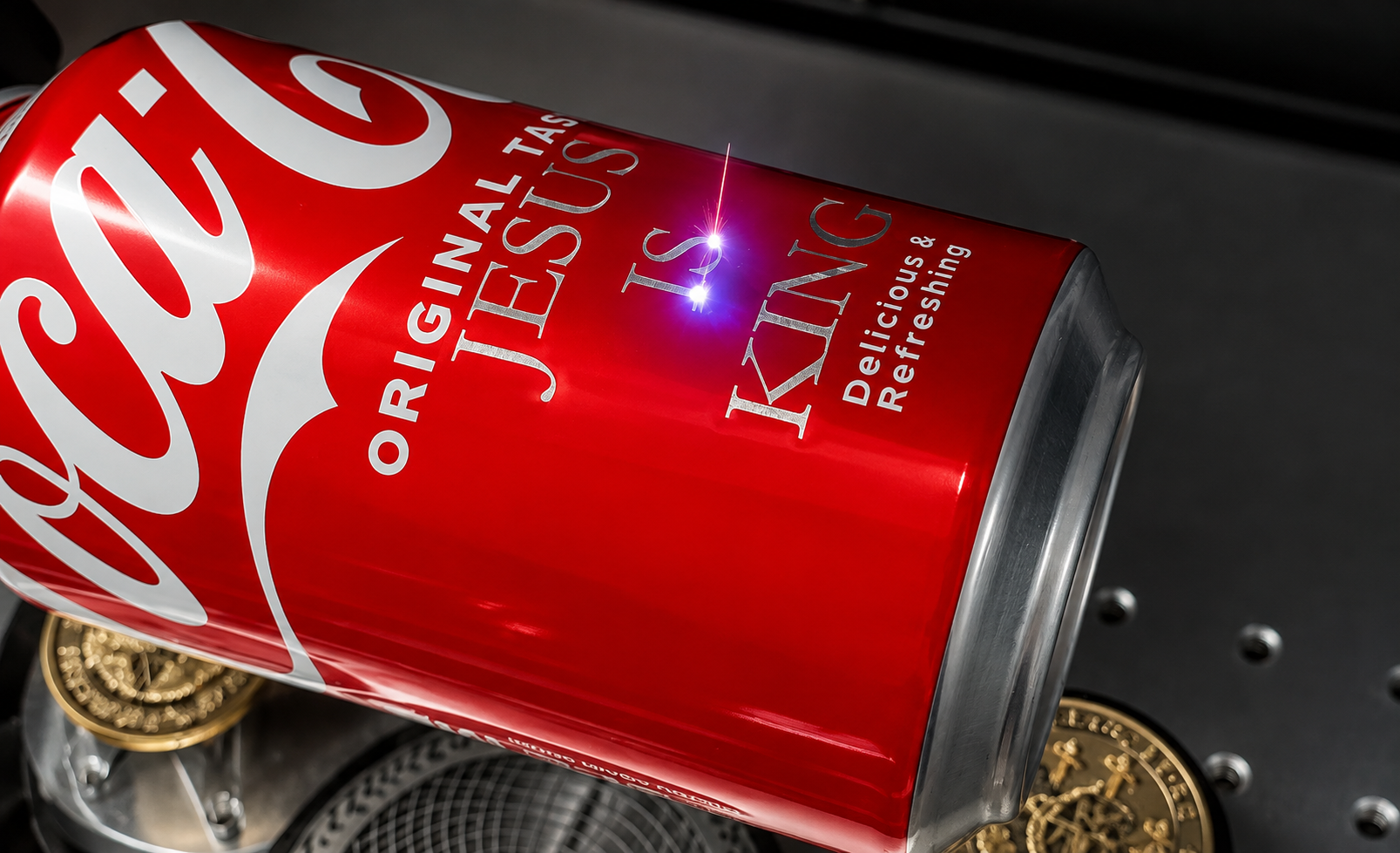 Jesus Is King Laser-Engraved Coca-Cola Can – Text Design