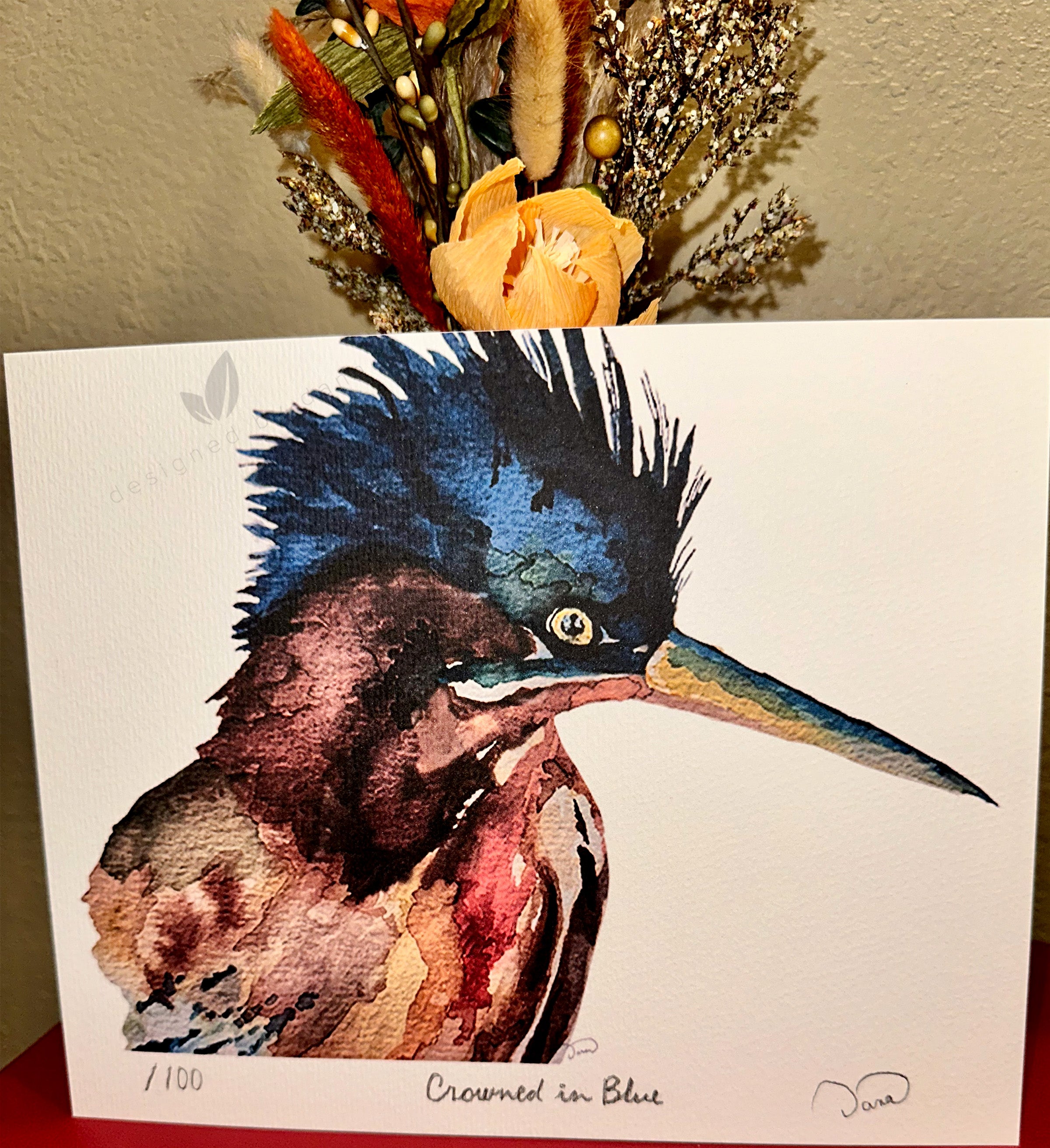 Crowned In Blue ~ Limited Edition Watercolor Art Print by Dana