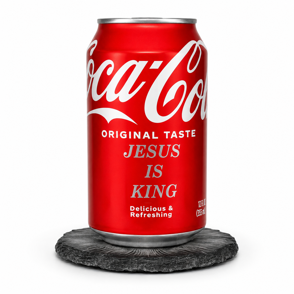Jesus Is King Laser-Engraved Coca-Cola Can – Text Design