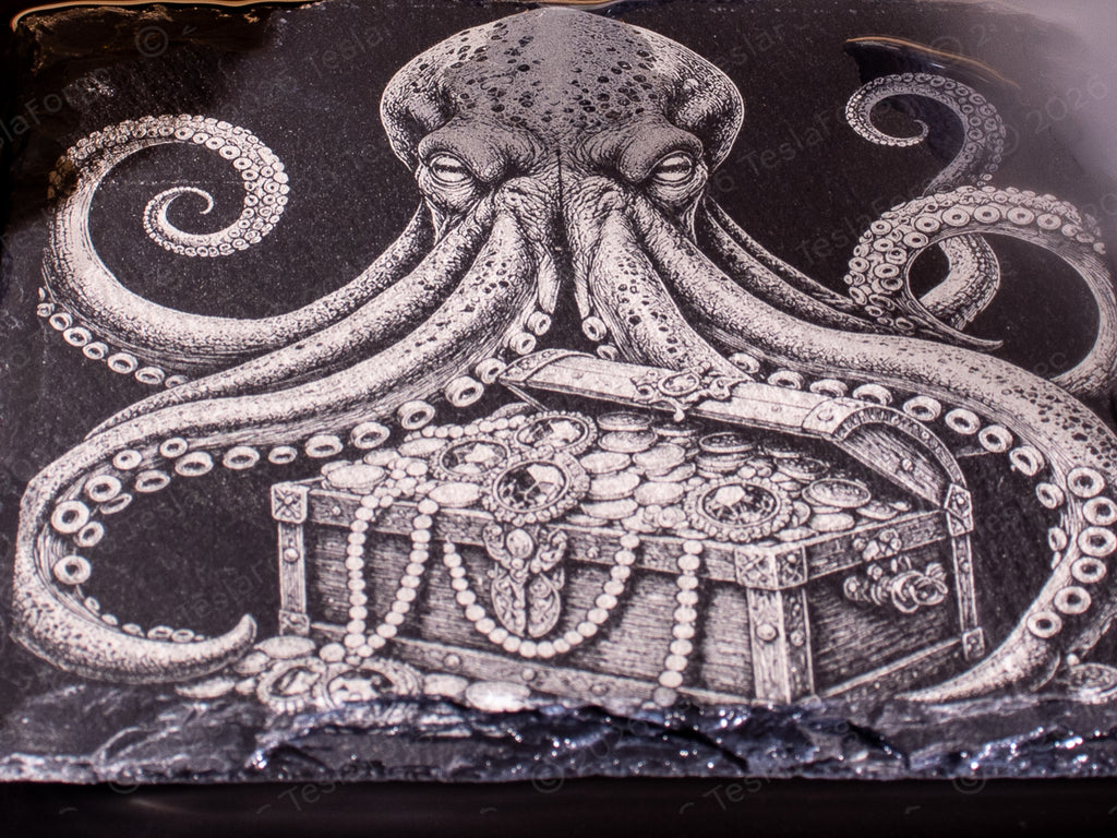 The Kraken Collection • Engraved Natural Slate Coaster Set of 4
