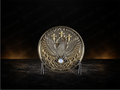 Phoenix Ascension — Personalized Fire Opal Medallion • 50mm Brass Medallion • TeslaForge Artisan Series • Mythic Phoenix Coin