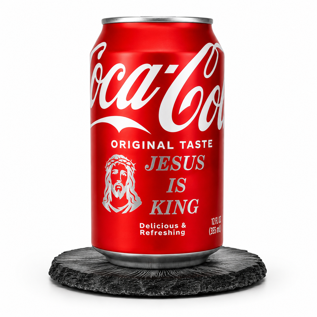 Jesus Is King Laser-Engraved Coca-Cola Can – Portrait Design